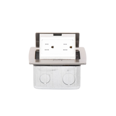 Mini caja de piso rectangular en acero inoxidable con 2