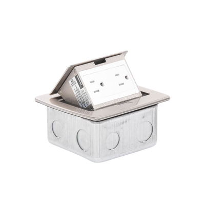 Mini caja de piso rectangular en acero inoxidable con 2