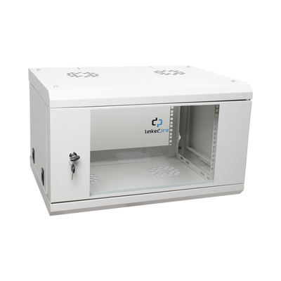Gabinete de Pared de 6U con Puerta de Cristal Templado, 455