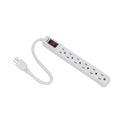 Multicontacto con cable 30 cm. 6 tomas 127 Vca línea,