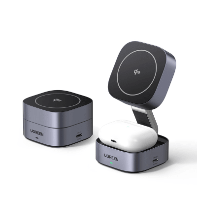 Cargador Inalámbrico 2 en 1 / Qi 2 15W / Base Auriculares