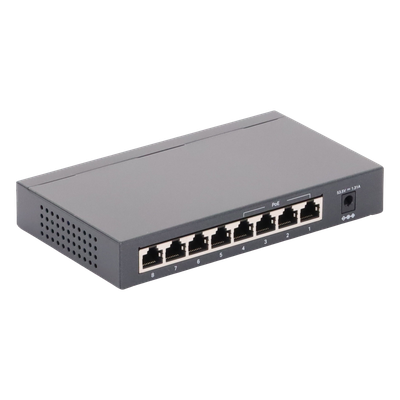 Switch Gigabit PoE+ no administrable de 8 puertos