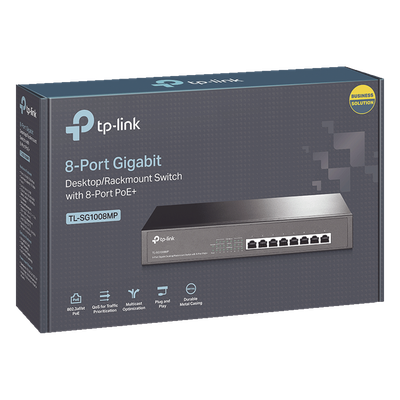 Switch Gigabit PoE+ no administrable de 8 puertos