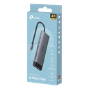 Adaptador HUB 9 en 1, 1 puerto USB-C entrada, 1 puerto HDMI