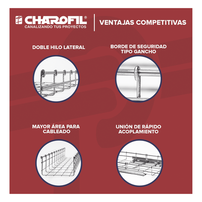 Charola Tipo Malla / 100 mm x 33 mm / Electro Zinc 15-20 μm