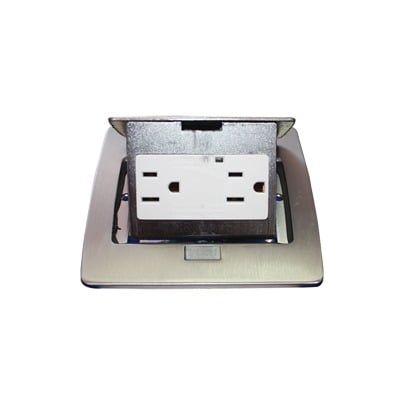 [TH-MC-PC] Mini Caja de Piso Rectangular Acero Inoxidable con 2 Contactos