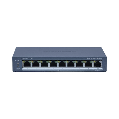 [DS-3E1309P-EI/M] Switch PoE+ monitoreable 8 puertos 10/100 Mbps y 1 puerto Gigabit