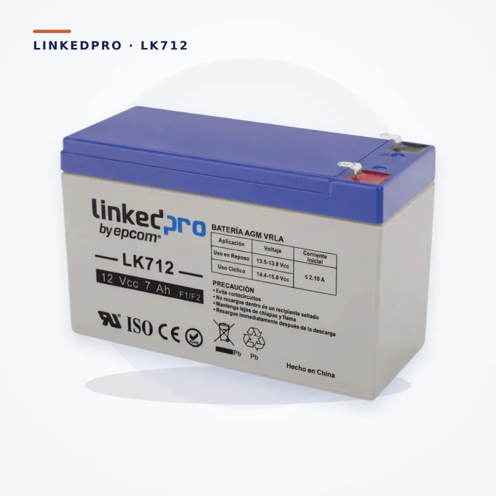 [LK712] Batería AGM-VRLA LinkedPro LK712 12 V 7 Ah con Adaptador F2