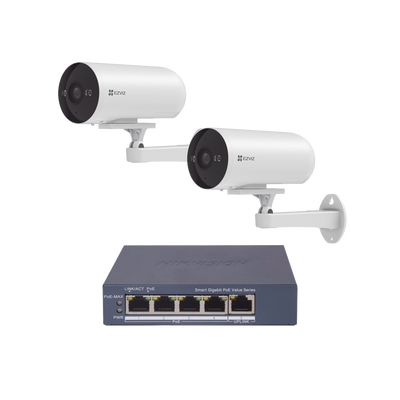 Kit Cámaras WiFi Exterior PoE 2K con Switch PoE+ 4 Puertos