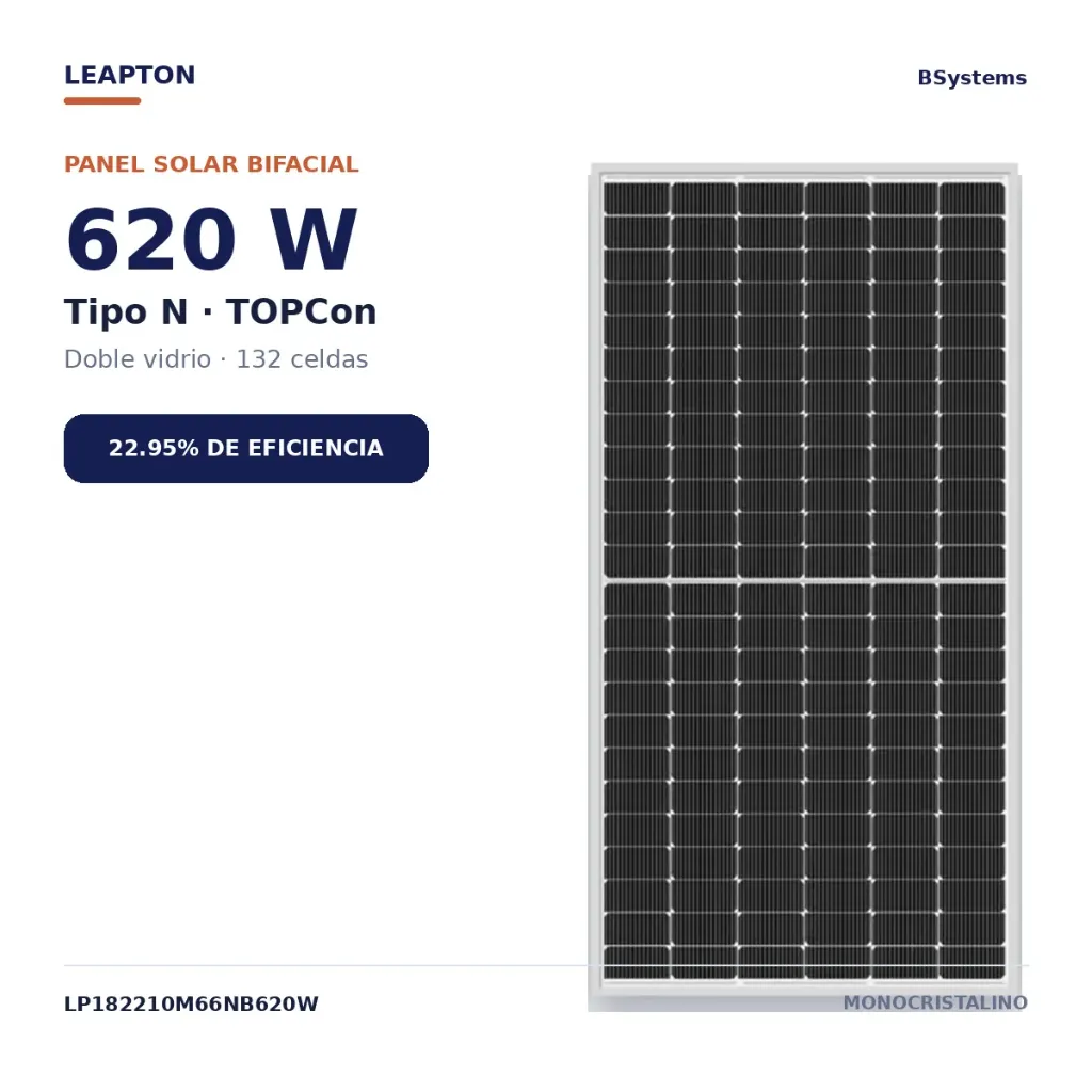 Panel Solar Bifacial Leapton LP182210M66NB 620 W TOPCon