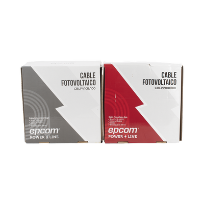 [KIT2CBLPV10RB/100] Kit 2 Rollos Cable Fotovoltaico Rojo y Negro 6mm² (10AWG) 2000V 100m