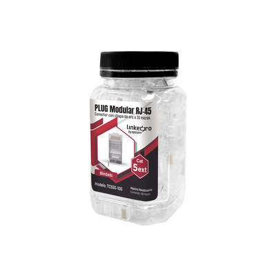[TC5SG-100] Bote con 100 Piezas de Plug Modular RJ45 Cat5e Blindado,