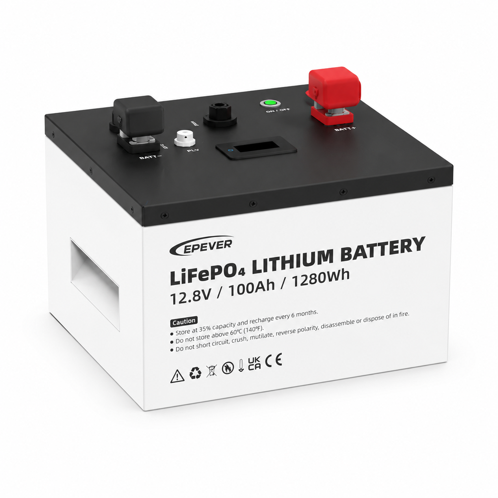 Batería de litio LiFePO4 12.8 V 100 Ah con pantalla LCD