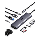 Hub USB-C / 10 en 1 / HDMI 4K@30Hz / VGA 1920x1200 / 3x USB