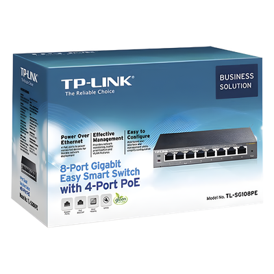 [TL-SG108PE] Easy Smart Switch PoE JetStream , 8 puertos 10/100/1000 Mbps