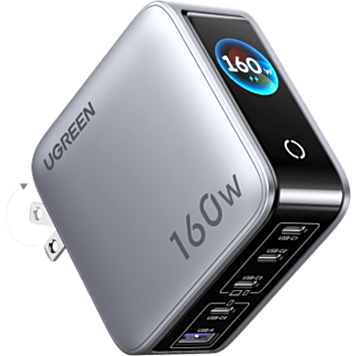 [65636B] Cargador Rápido GaN de 5 Puertos 160W / Pantalla TFT