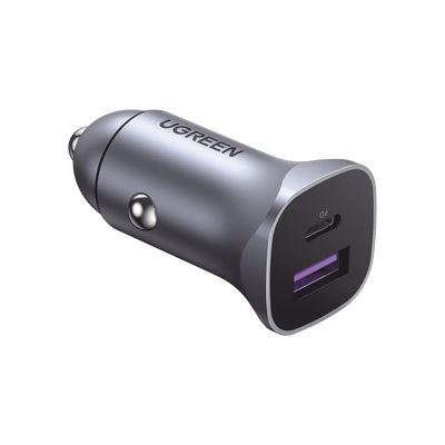Cargador auto 30W USB-C y USB-A carga rápida 12V 24V