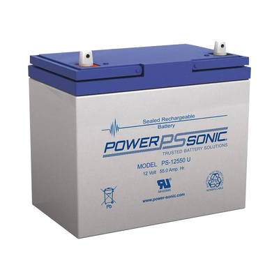 [PS-12550U] Batería AGM 12 V 55 Ah sellada para respaldo con terminal U y certificación UL