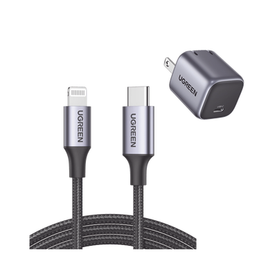 [90902US304] Kit Cargador 20W GaN + Cable Lightning MFi UGREEN