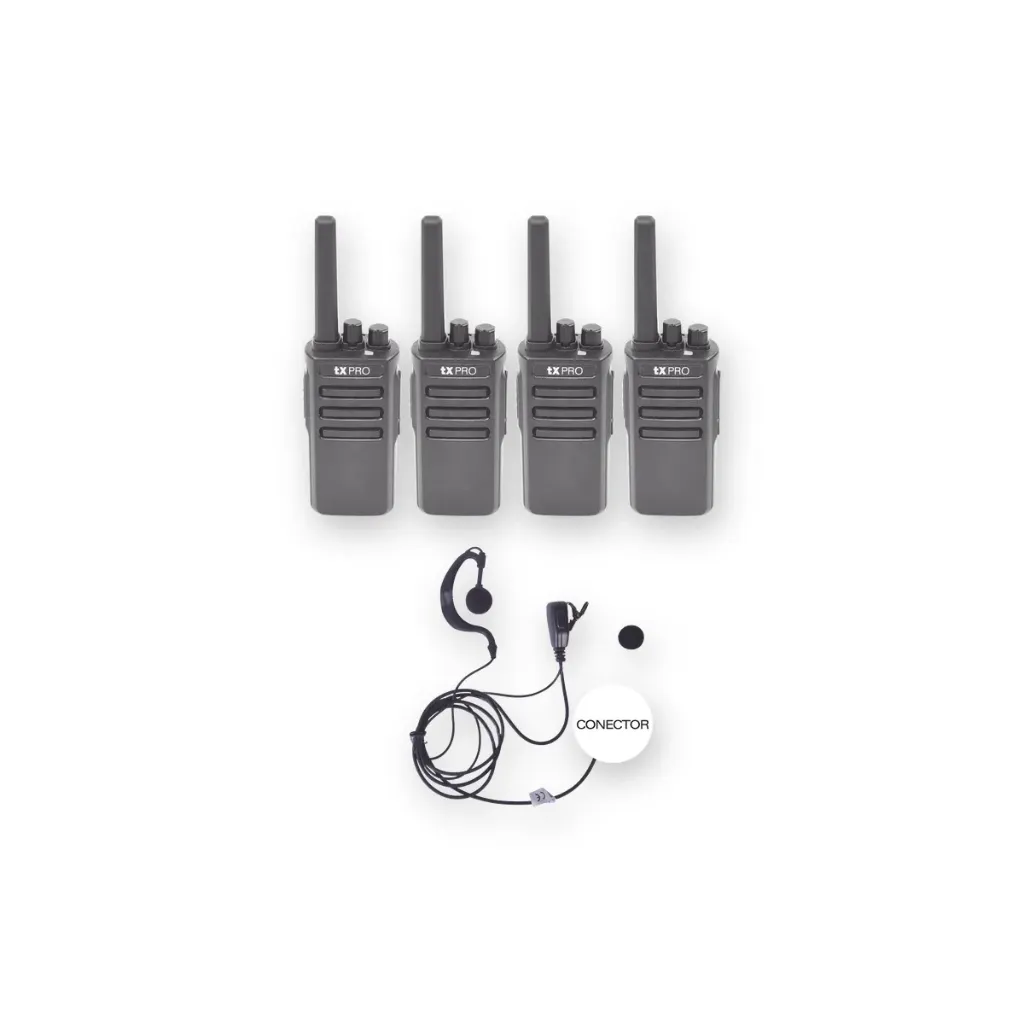 [TX600DUOKIT] Kit de 4 Radios Portátiles TXPRO UHF con Auriculares